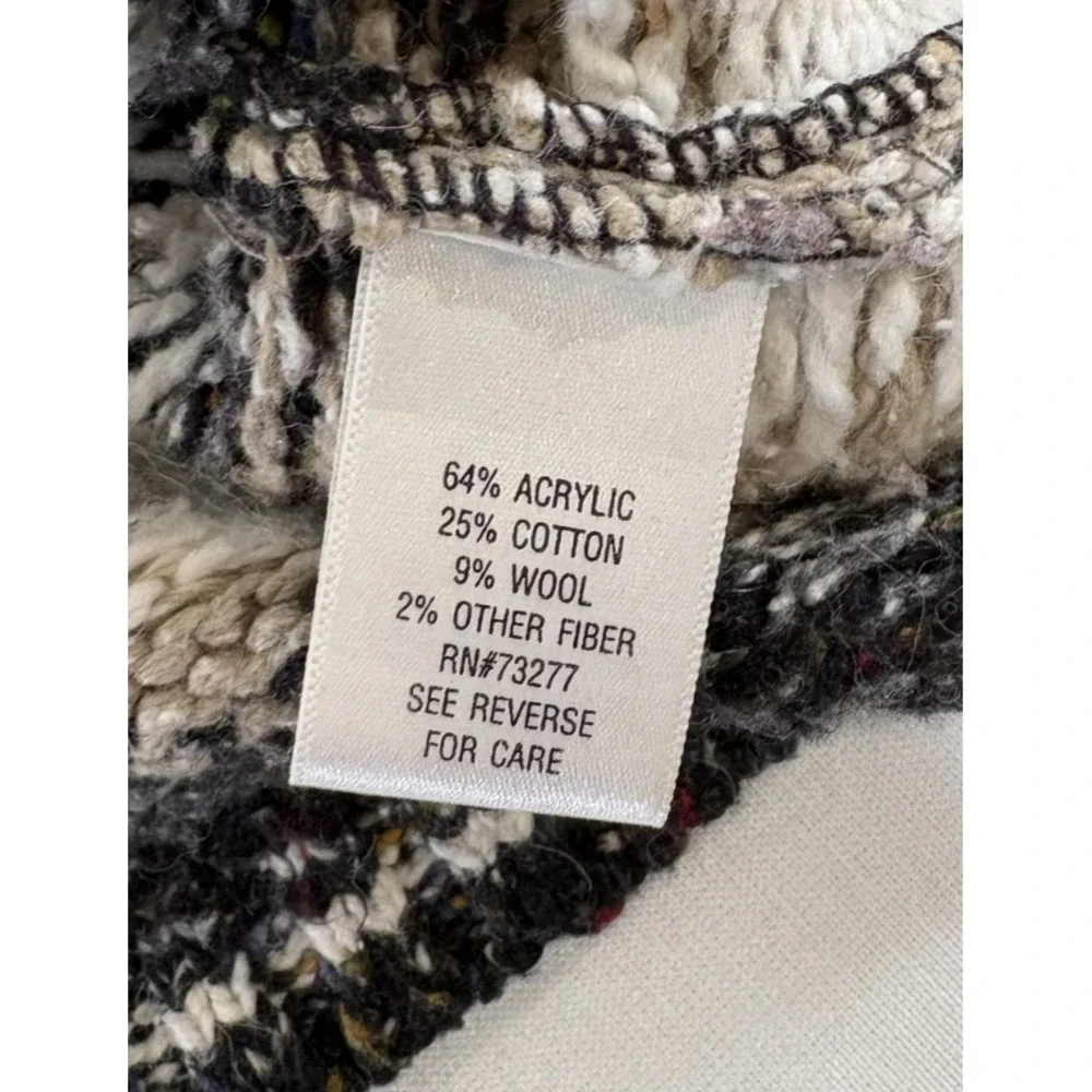 Croft & Barrow Women's Vintage Button Up Sweater Brown White Pattern Striped Med